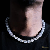 10mm Round Diamond Tennis Chain In 18k White Gold Plated ZUU KING