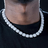 10mm Round Diamond Tennis Chain In 18k White Gold Plated ZUU KING