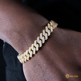 12mm 2-row  Butterfly Button Cuban Bracelet In 18k Gold Plated ZUU KING