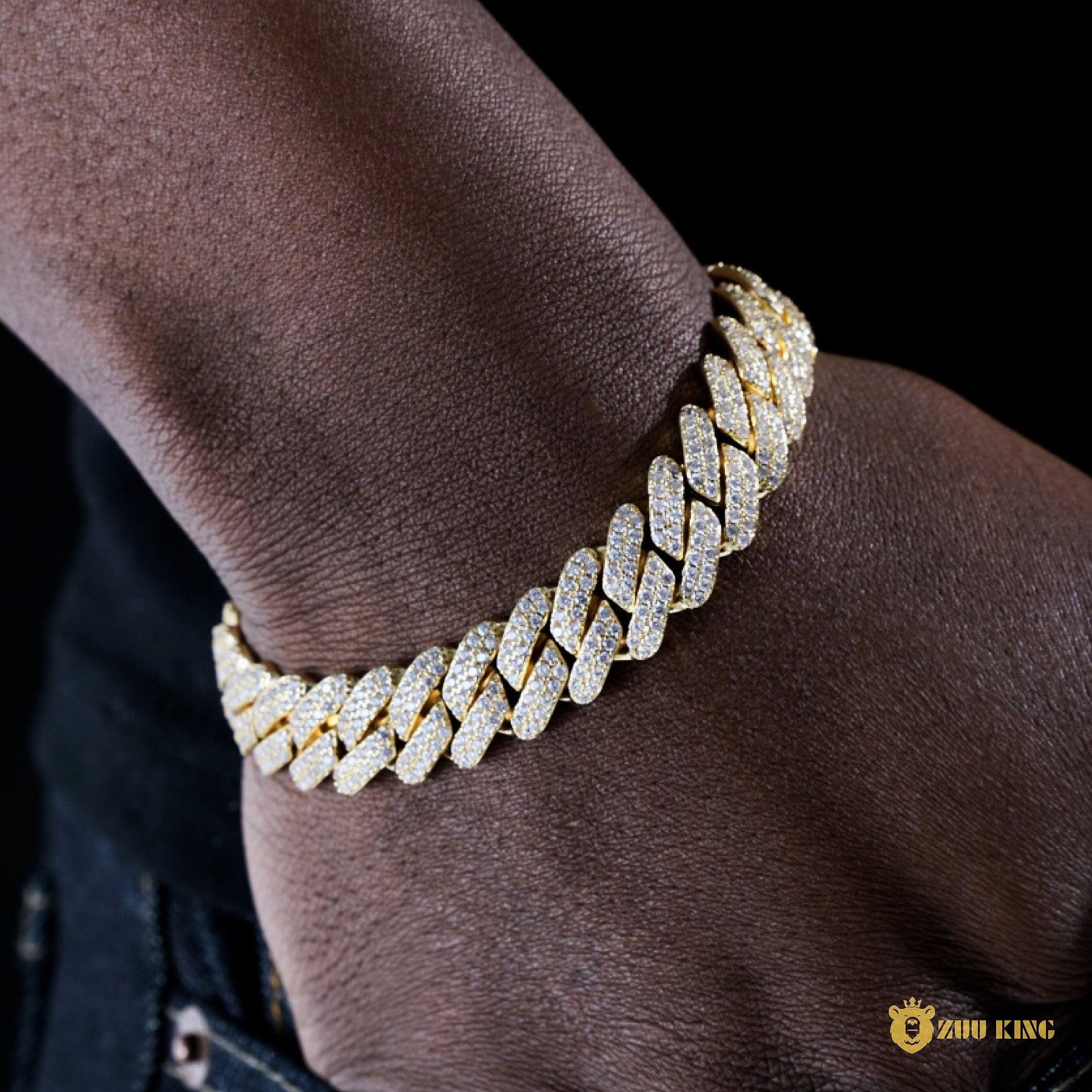 12mm 2-row Pointed Cuban Bracelet In 18k Gold Plated ZUU KING
