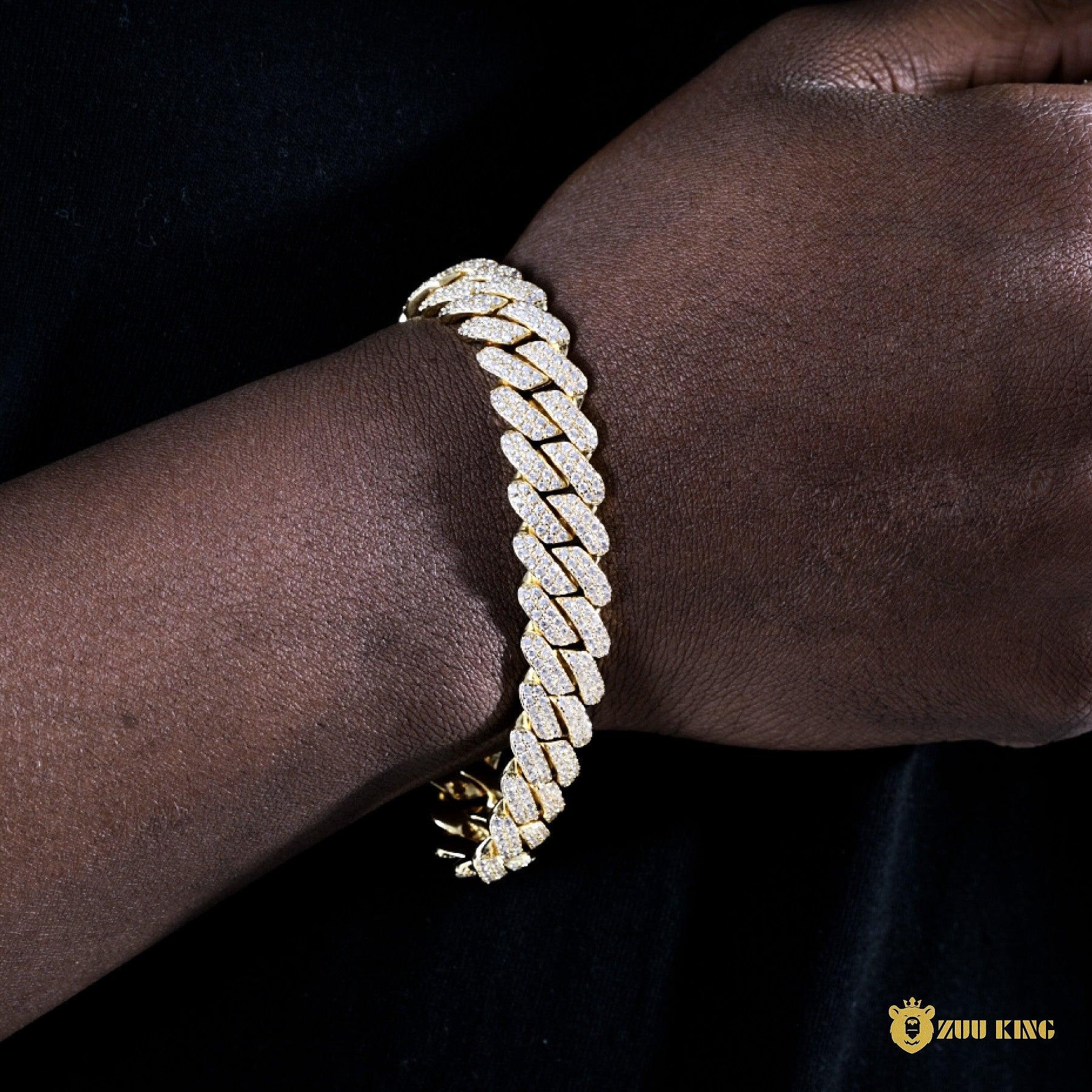 12mm 2-row Pointed Cuban Bracelet In 18k Gold Plated ZUU KING