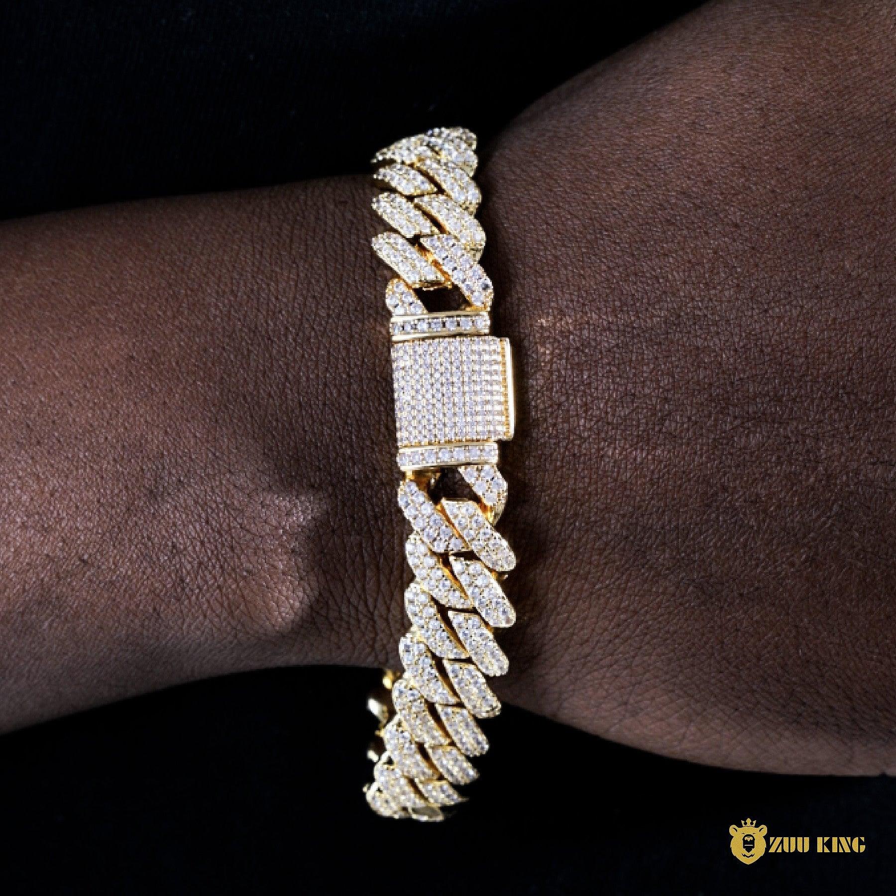 12mm 2-row Pointed Cuban Bracelet In 18k Gold Plated ZUU KING