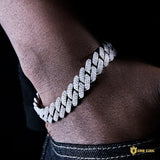 12mm 2-row Pointed Cuban Bracelet In 18k White Gold Plated ZUU KING