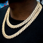 12mm 2-row Pointed Cuban Chain In 18k Gold Plated