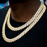 12mm 2-row Pointed Cuban Chain In 18k Gold Plated ZUU KING