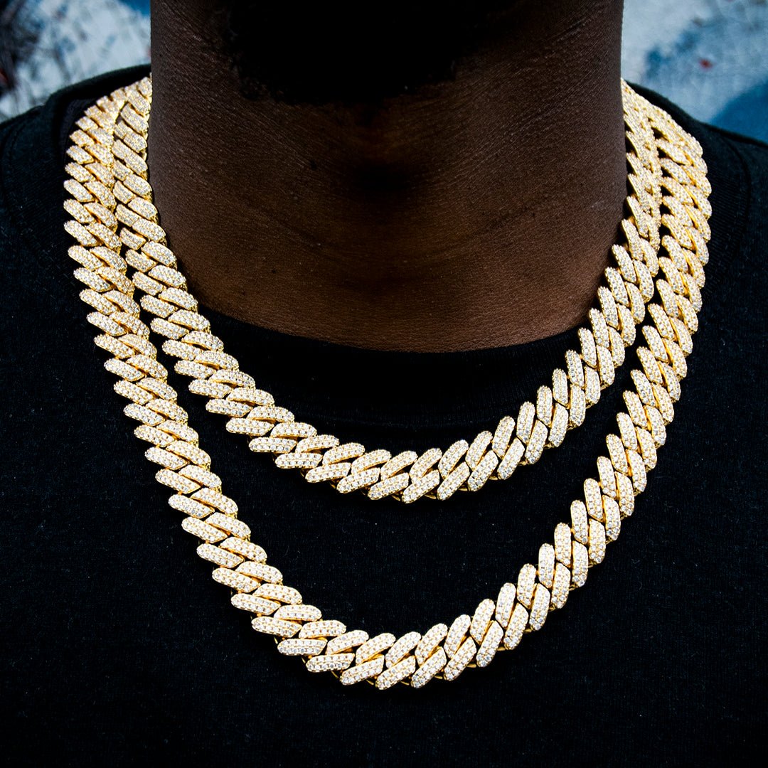 12mm 2-row Pointed Cuban Chain In 18k Gold Plated ZUU KING