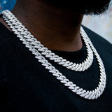 12mm 2-row Pointed Cuban Chain In White Gold Plated ZUU KING