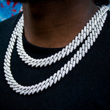 12mm 2-row Pointed Cuban Chain In White Gold Plated ZUU KING