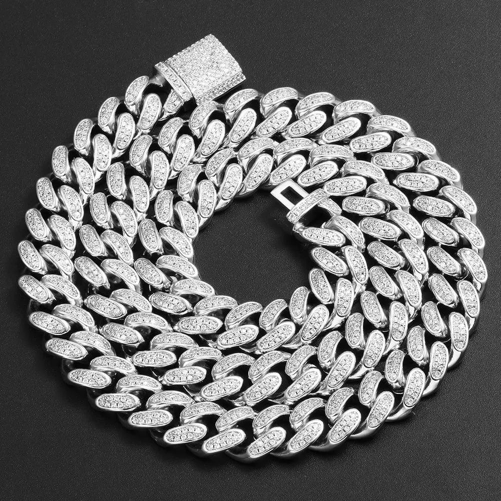 12mm Classic Cuban Chain In White Gold Plated ZUU KING