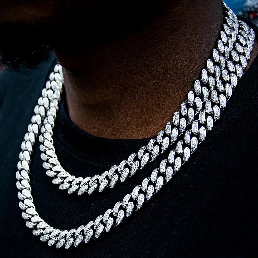 12mm Classic Cuban Chain In White Gold Plated ZUU KING