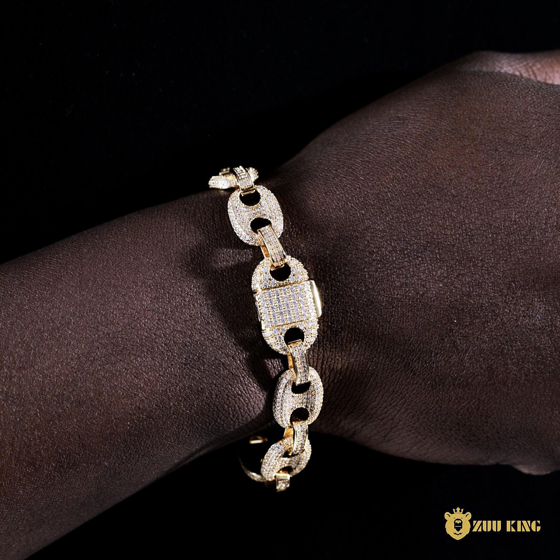 12mm Ice Pig Nose Cuban Bracelet In 18k Gold Plated ZUU KING