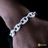 12mm Ice Pig Nose Cuban Bracelet In 18k White Gold Plated ZUU KING