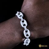 12mm Ice Pig Nose Cuban Bracelet In 18k White Gold Plated ZUU KING