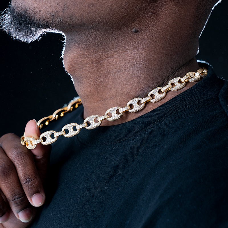 12mm Ice Pig Nose Cuban Chain In 18k Gold Plated ZUU KING
