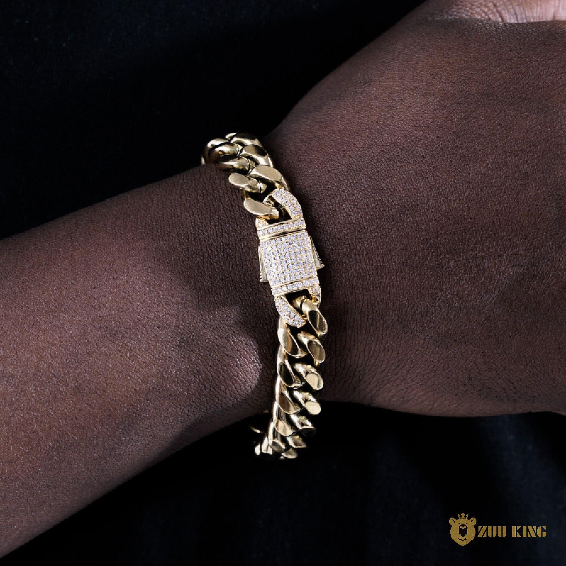 12mm No-stone Miami Cuban Bracelet In Gold Plated ZUU KING