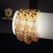 12mm No-stone Miami Cuban Bracelet In Gold Plated