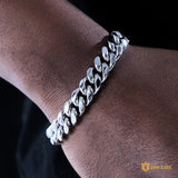 12mm No-stone Miami Cuban Bracelet In White Gold Plated ZUU KING