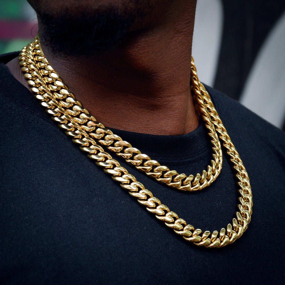 12mm No-stone Miami Cuban Chain In 18k Gold Plated ZUU KING