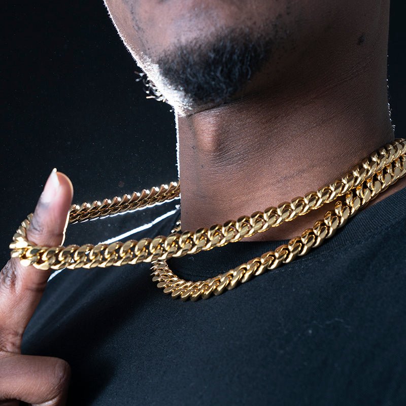 12mm No-stone Miami Cuban Chain In 18k Gold Plated ZUU KING