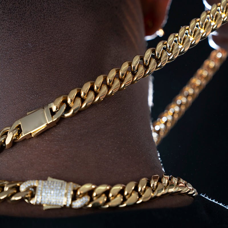 12mm No-stone Miami Cuban Chain In 18k Gold Plated ZUU KING