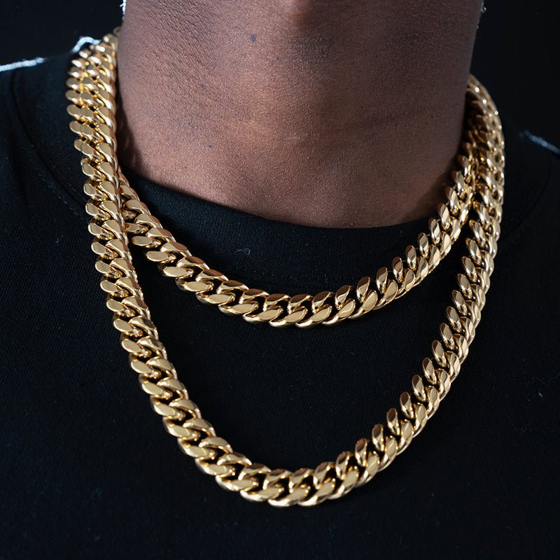 12mm No-stone Miami Cuban Chain In 18k Gold Plated - Zuuking – ZUUKING