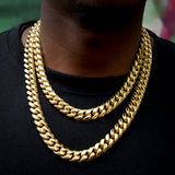 12mm No-stone Miami Cuban Chain In 18k Gold Plated ZUU KING