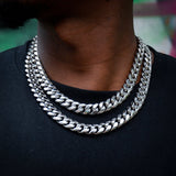 12mm No-stone Miami Cuban Chain In White Gold Plated ZUU KING