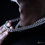 12mm No-stone Miami Cuban Chain In White Gold Plated ZUU KING