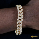 14mm 3-row Bubble Iced Cuban Bracelet In 18k Gold Plated ZUU KING