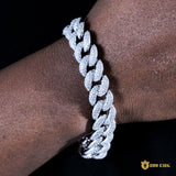 14mm 3-row Bubble Iced Cuban Bracelet In 18k White Gold Plated ZUU KING