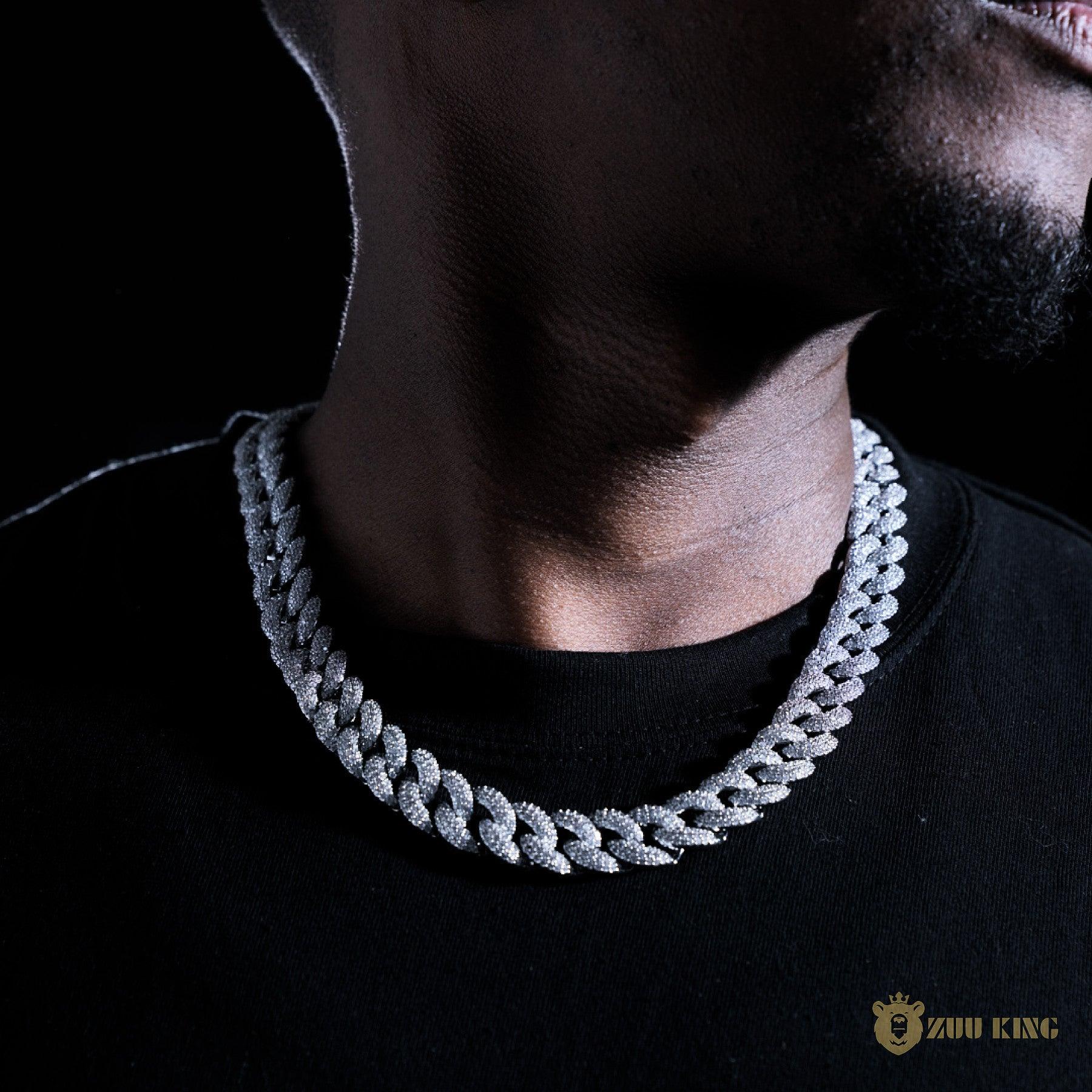 14mm 3-row Bubble Iced Cuban Chain In 18k White Gold Plated ZUU KING