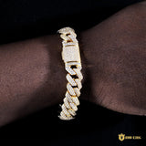 14mm Iced Prong Cuban Bracelet In 18k Gold Plated ZUU KING