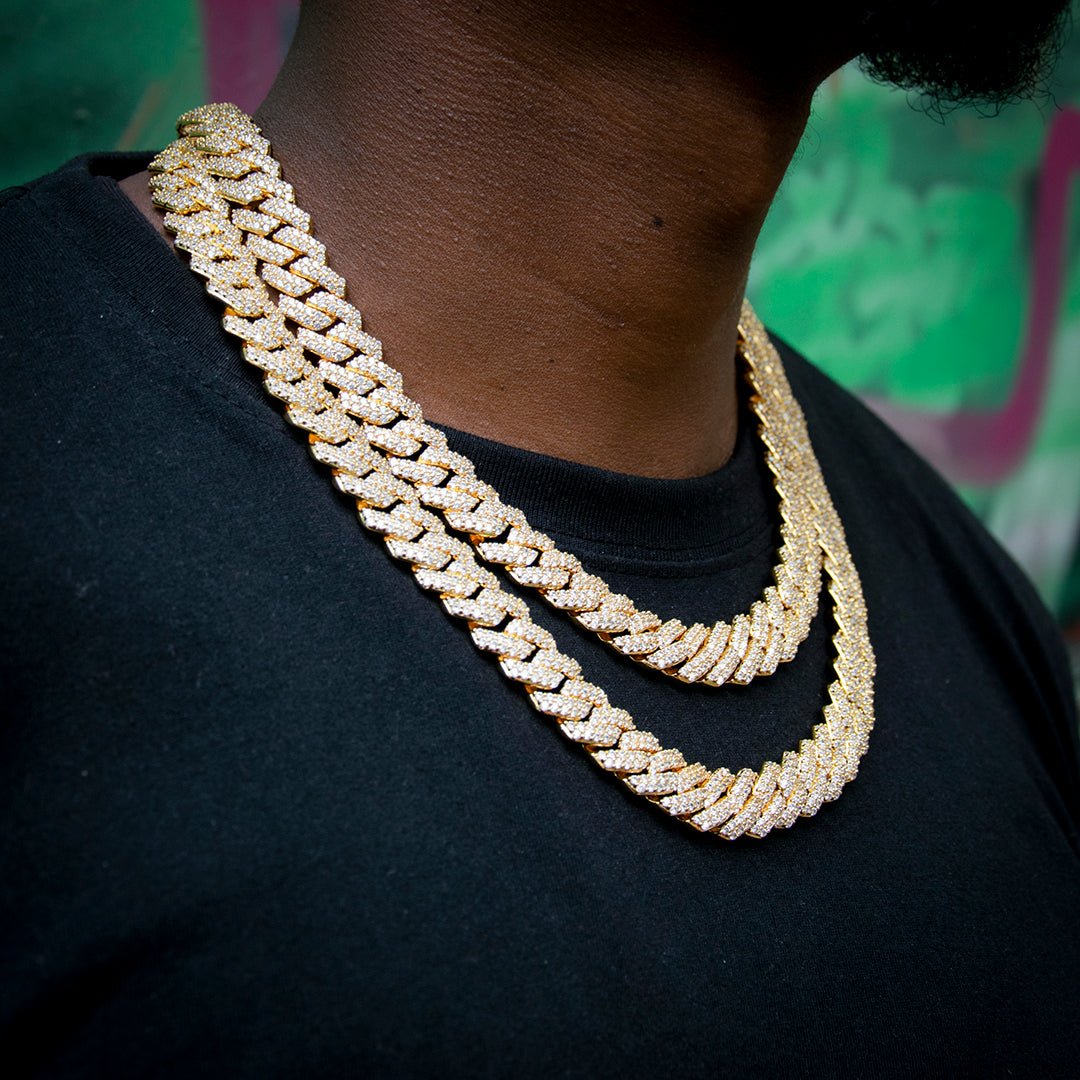 14mm Iced Prong Cuban Chain In 18k Gold Plated ZUU KING