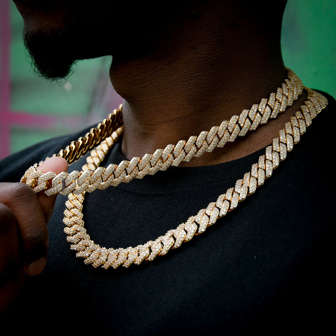 14mm Iced Prong Cuban Chain In 18k Gold Plated ZUU KING