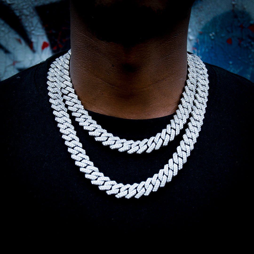 14mm Iced Prong Cuban Chain In White Gold Plated ZUU KING