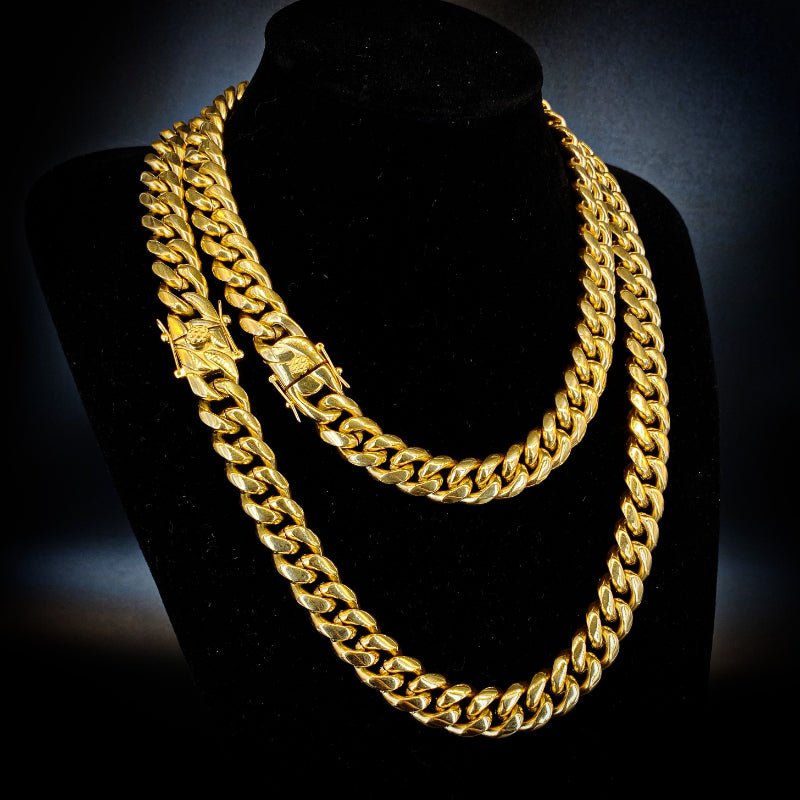 14mm No-stone Miami Cuban Chain In 18k Gold Plated ZUU KING