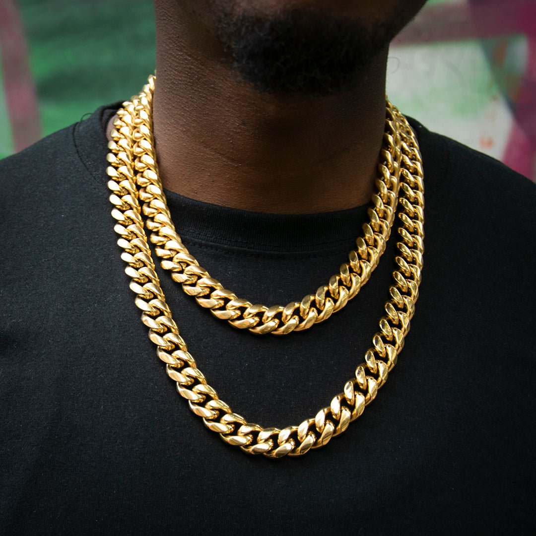 14mm No-stone Miami Cuban Chain In 18k Gold Plated ZUU KING