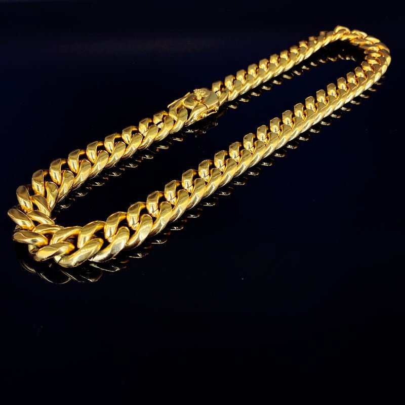 14mm No-stone Miami Cuban Chain In 18k Gold Plated ZUU KING