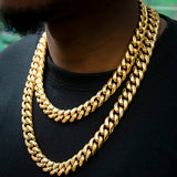 14mm No-stone Miami Cuban Chain In 18k Gold Plated ZUU KING