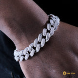 15.5mm 2022 New Baguette  Cuban Bracelet In 18k White Gold Plated ZUU KING