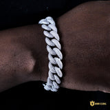 15mm 5-row Iced Cuban Bracelet In 18k White Gold ZUU KING