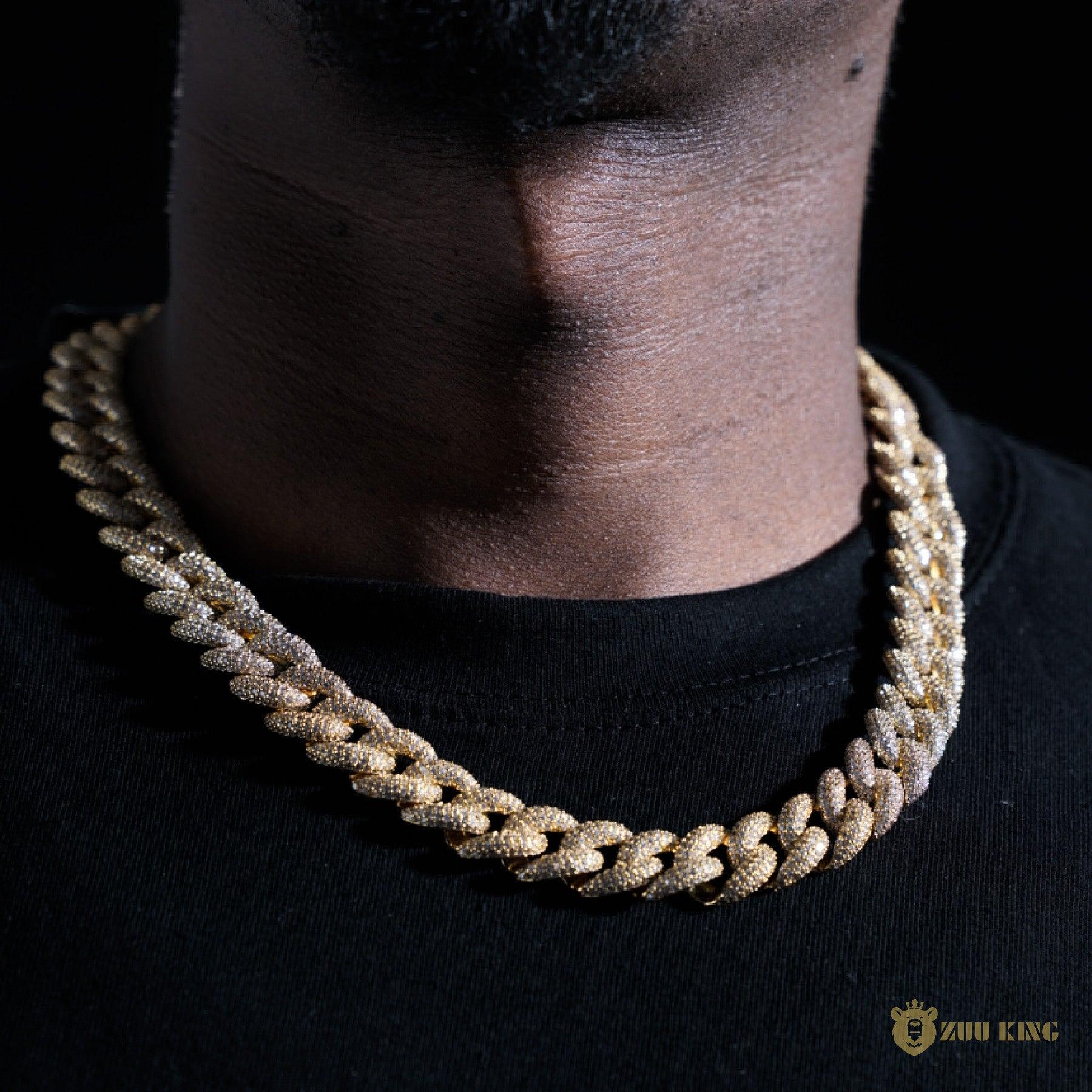 15mm 5-row Iced Cuban Chain In 18k Gold ZUU KING