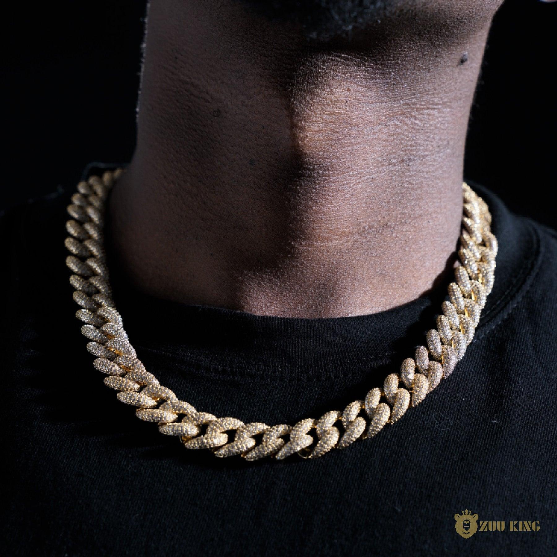 15mm 5-row Iced Cuban Chain In 18k Gold ZUU KING