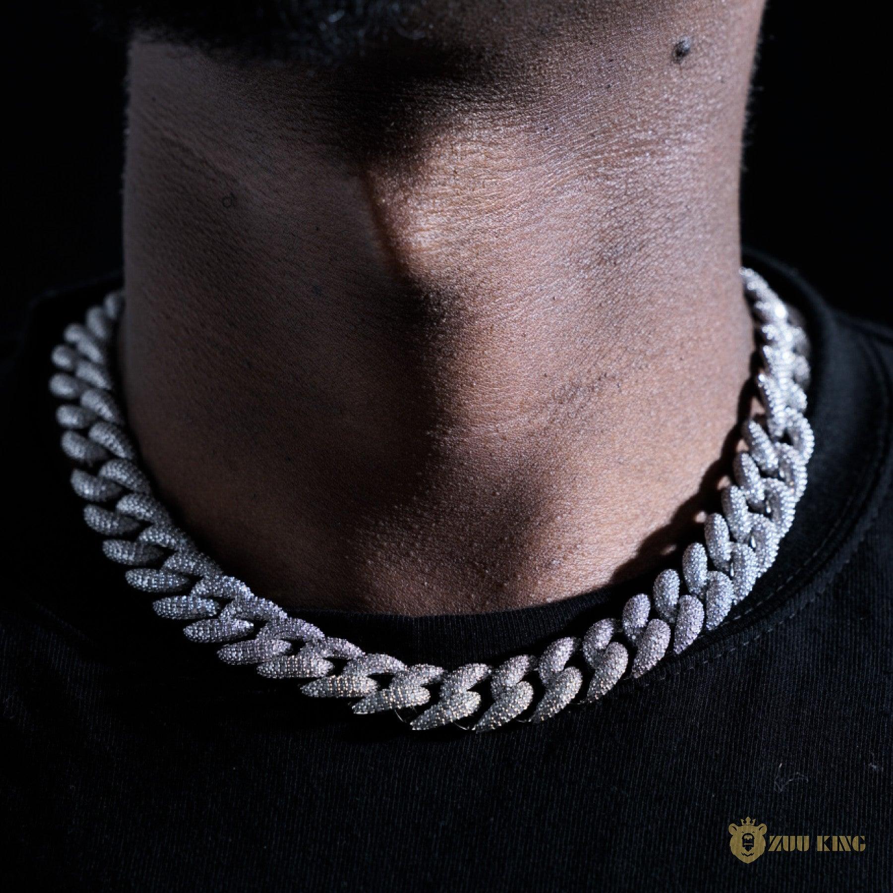 15mm 5-row Iced Cuban Chain In 18k White Gold ZUU KING