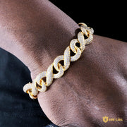 15mm Iced Geometry Cuban Bracelet In 18k Gold