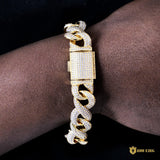 15mm Iced Geometry Cuban Bracelet In 18k Gold ZUU KING