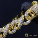 15mm Iced Geometry Cuban Bracelet In 18k Gold ZUU KING