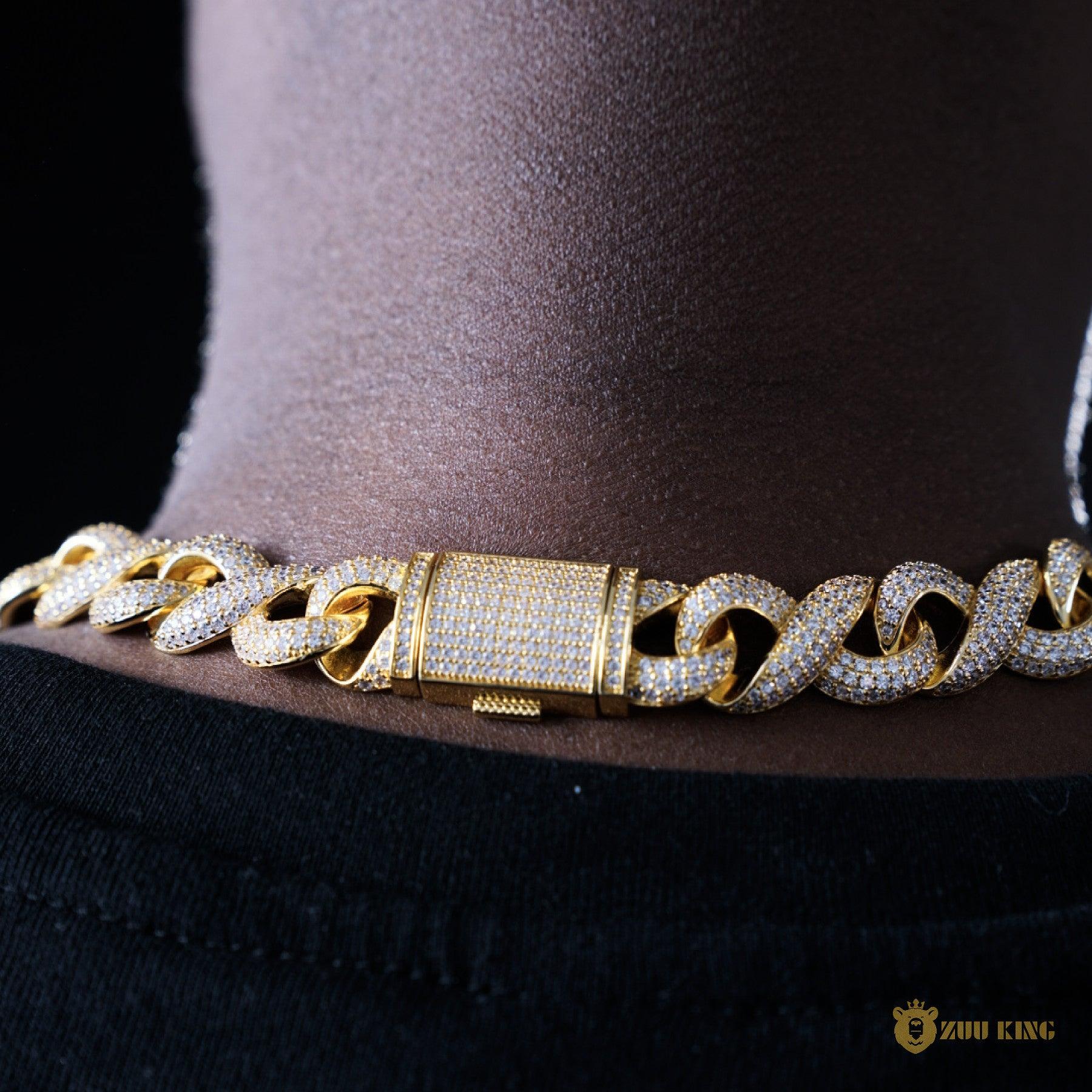 15mm Iced Geometry Cuban Chain In 18k Gold ZUU KING