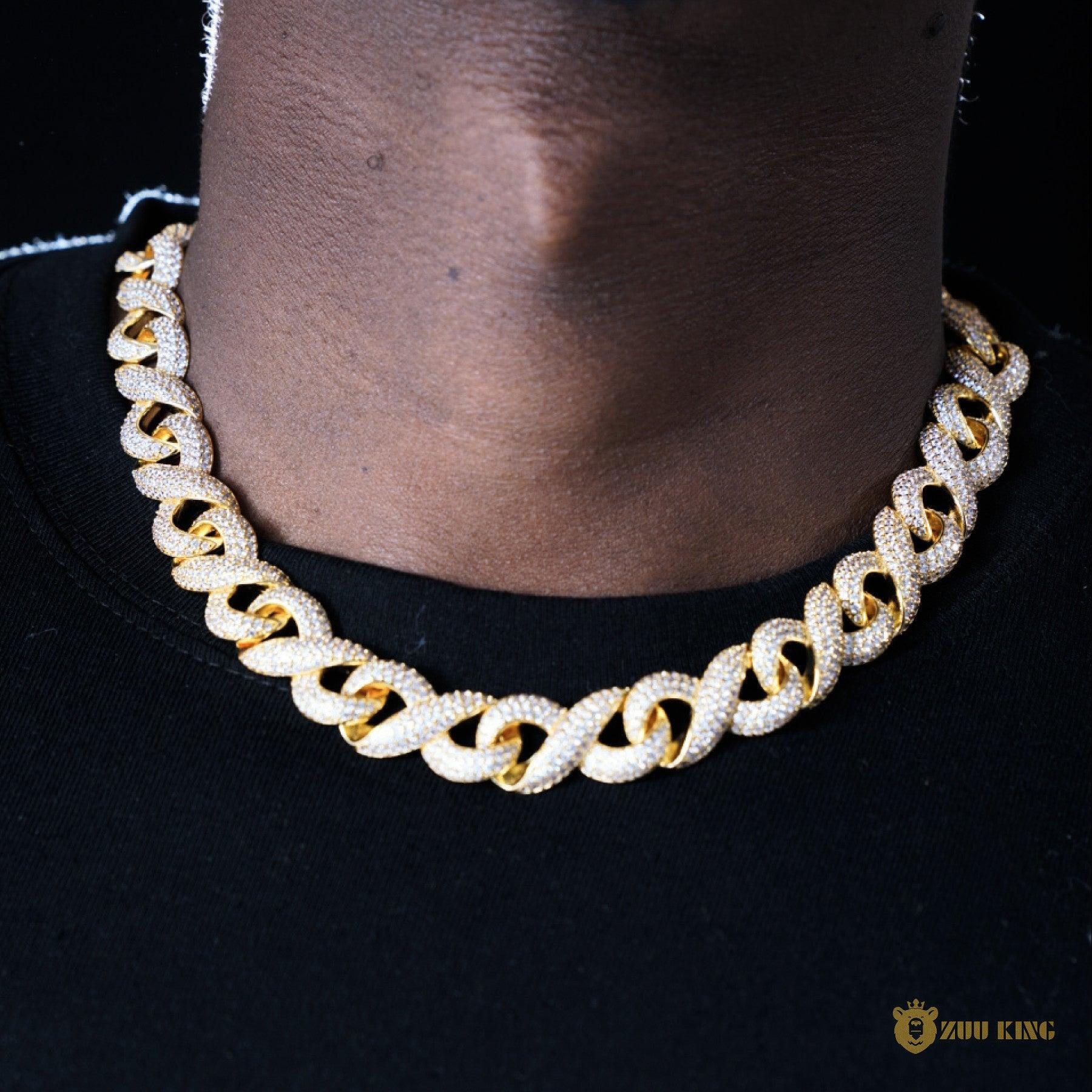 15mm Iced Geometry Cuban Chain In 18k Gold ZUU KING