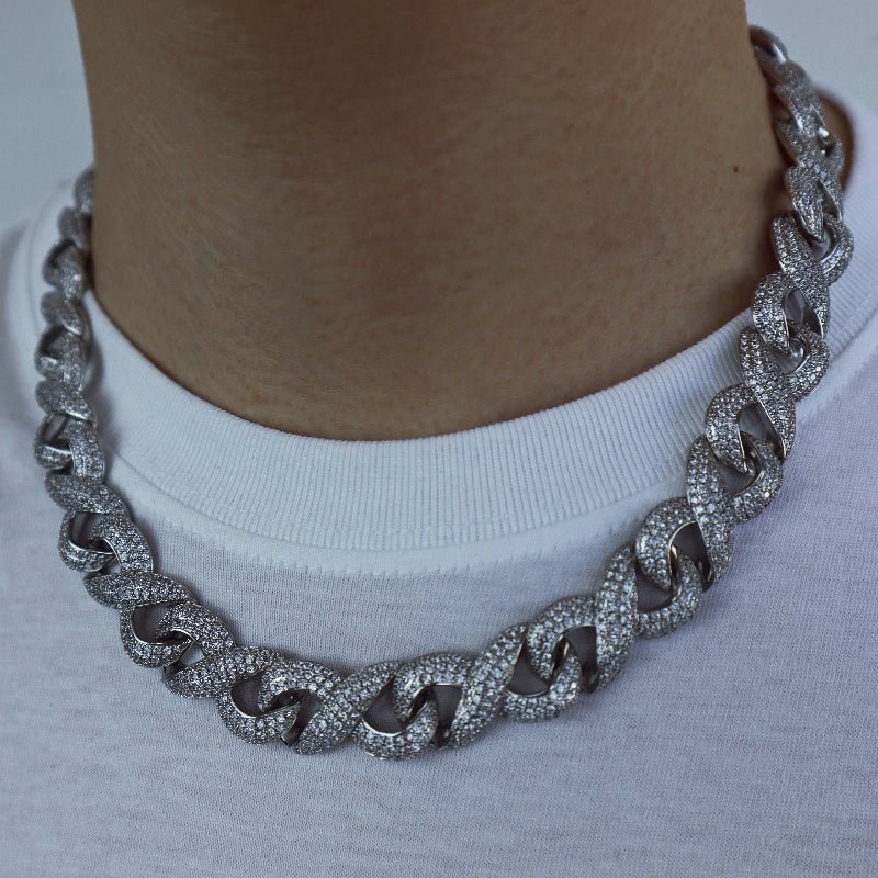 15mm Iced Geometry Cuban Chain In 18k White Gold ZUU KING